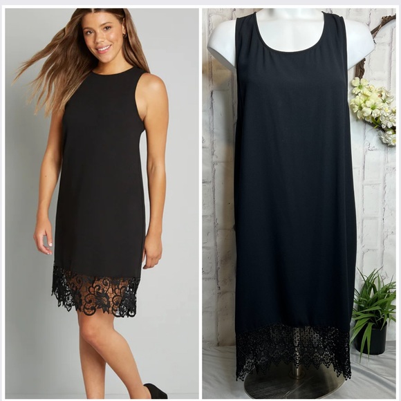 Leith Dresses & Skirts - Leith shift dress Crochet trim black XL